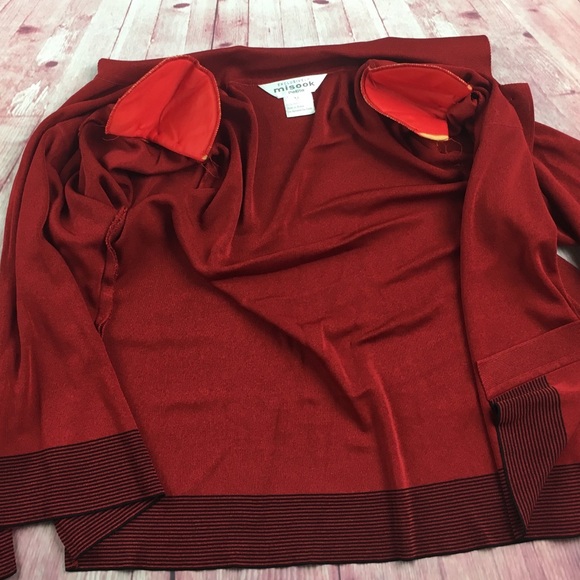 ☮️MISOOK Red/Black Button up Cardigan sz M Petite - Picture 5 of 8